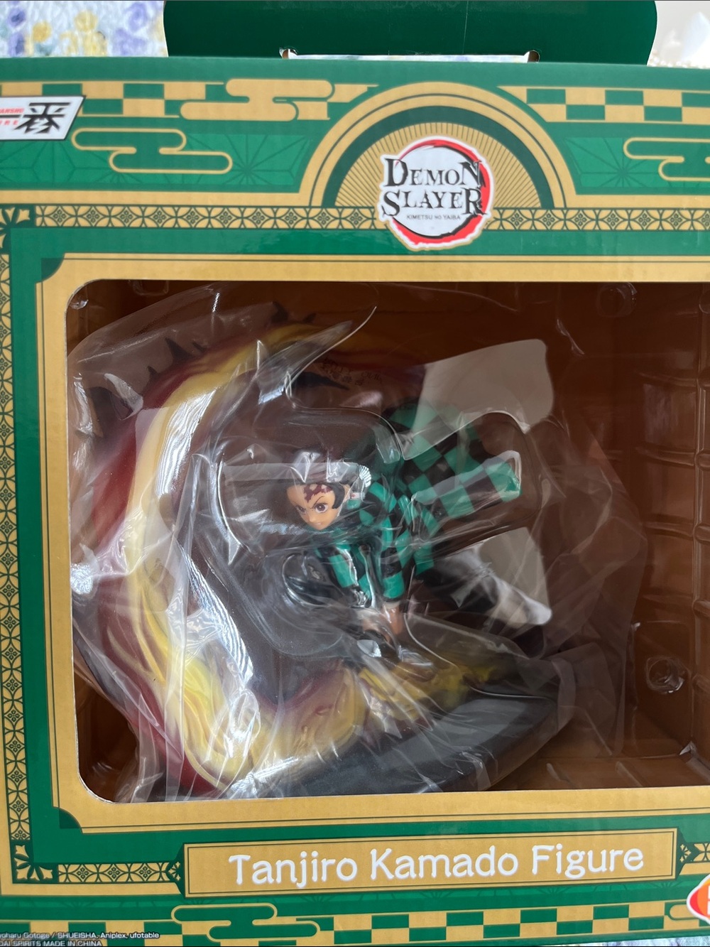 Demon Slayer Tanjiro Kamado Action Figure in Orignal Box - Green & Gold Logo